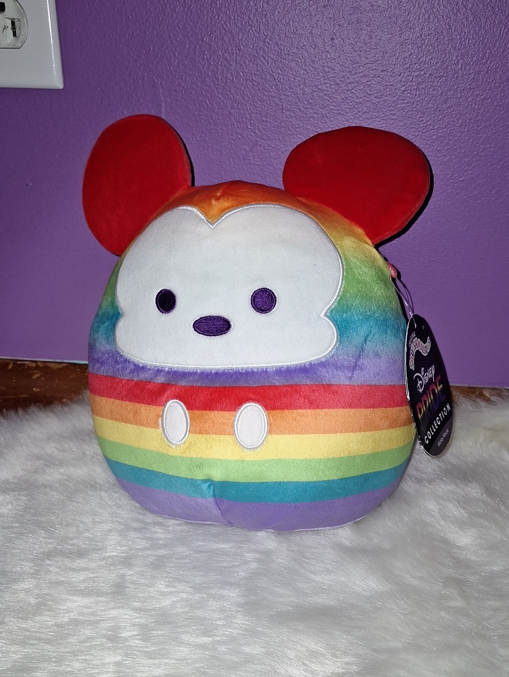 Disney Rainbow Mickey Plush with Red Ears 8 Inches NWT